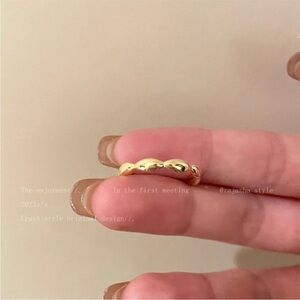 18K Gold Plated Wave Ring Minimalist Stacking Ring Dainty Gold Band